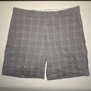 Greg Norman for Tasso Elba Performance Five Iron Golf Shorts Grey/Plaid Size 42